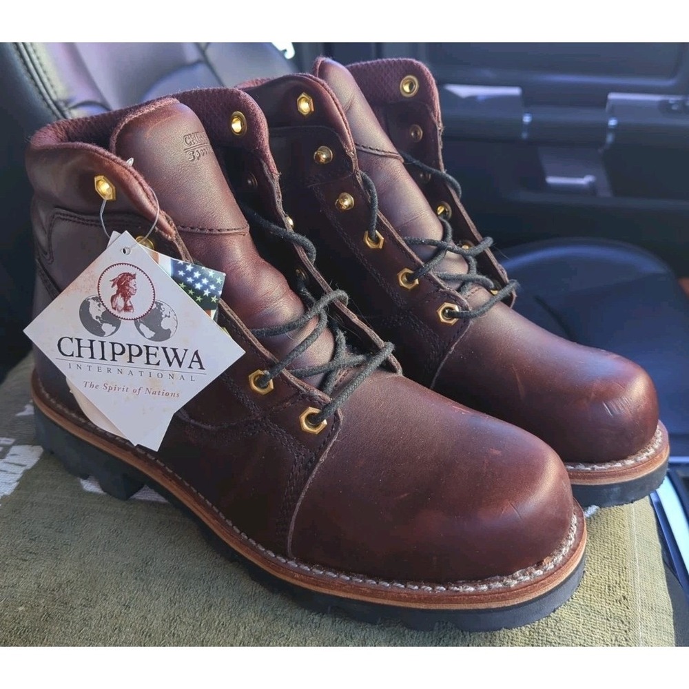 NWT CHIPPEWA - 72000 - REDWOOD 6" - Men's Lace Up Work Boots - Size 8